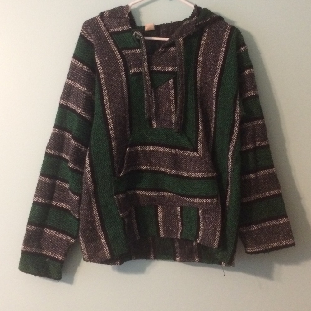 Striped knitted hoodie